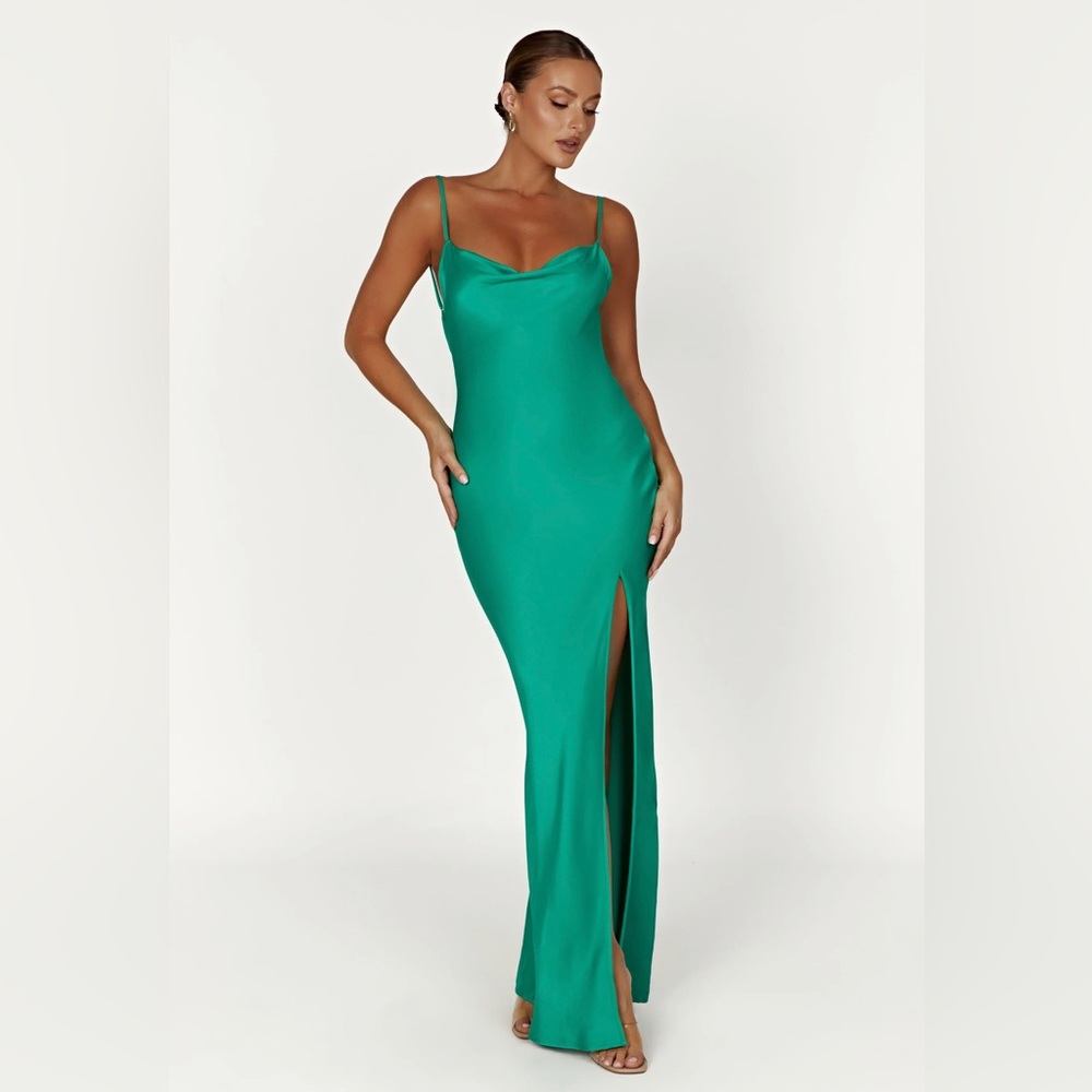 Jade Cowl Neck Backless Maxi Dress in green